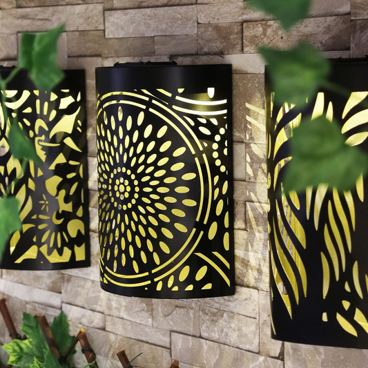 Applique murale solaire marocaine incurvée à LED en métal pour jardin