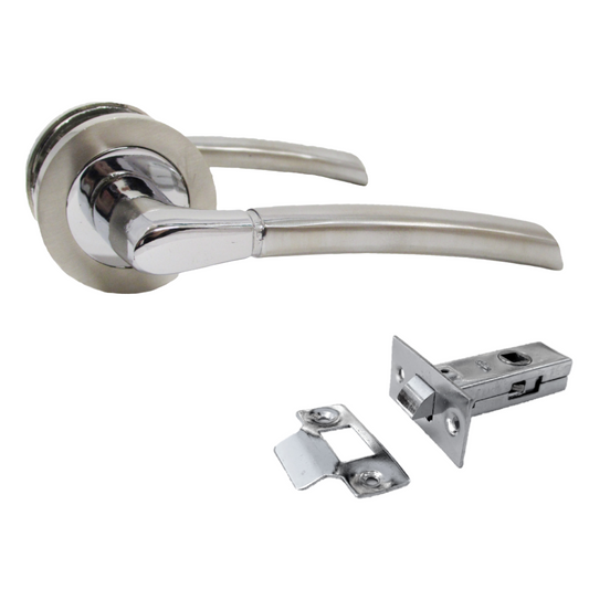 Poignées de porte Indiana à levier sur rosace Duo - Pack de loquets chromés satinés 125 mm