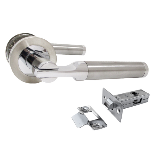 Poignées de porte Electra à levier sur rosace Duo - Pack de loquets chromés satinés 140 mm