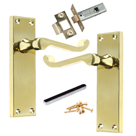 Poignées de porte à levier à défilement et loquet interne - Laiton, paquet de 150 x 40 mm