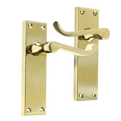 Poignées de porte à levier à défilement et loquet interne - Laiton, paquet de 150 x 40 mm