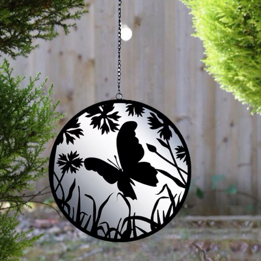 Miroir papillon suspendu Silhouette Spinner - Suspension arbre noir