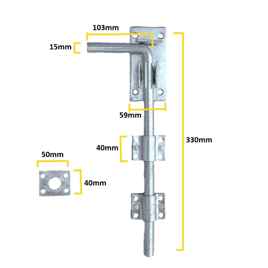 Verrou de porte de garage robuste et robuste de 12 po à 24 po