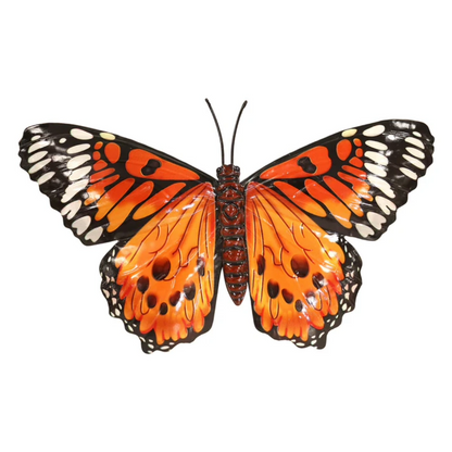 Décoration murale en métal avec papillons - Papillons de clôture rose, bleu, vert et orange