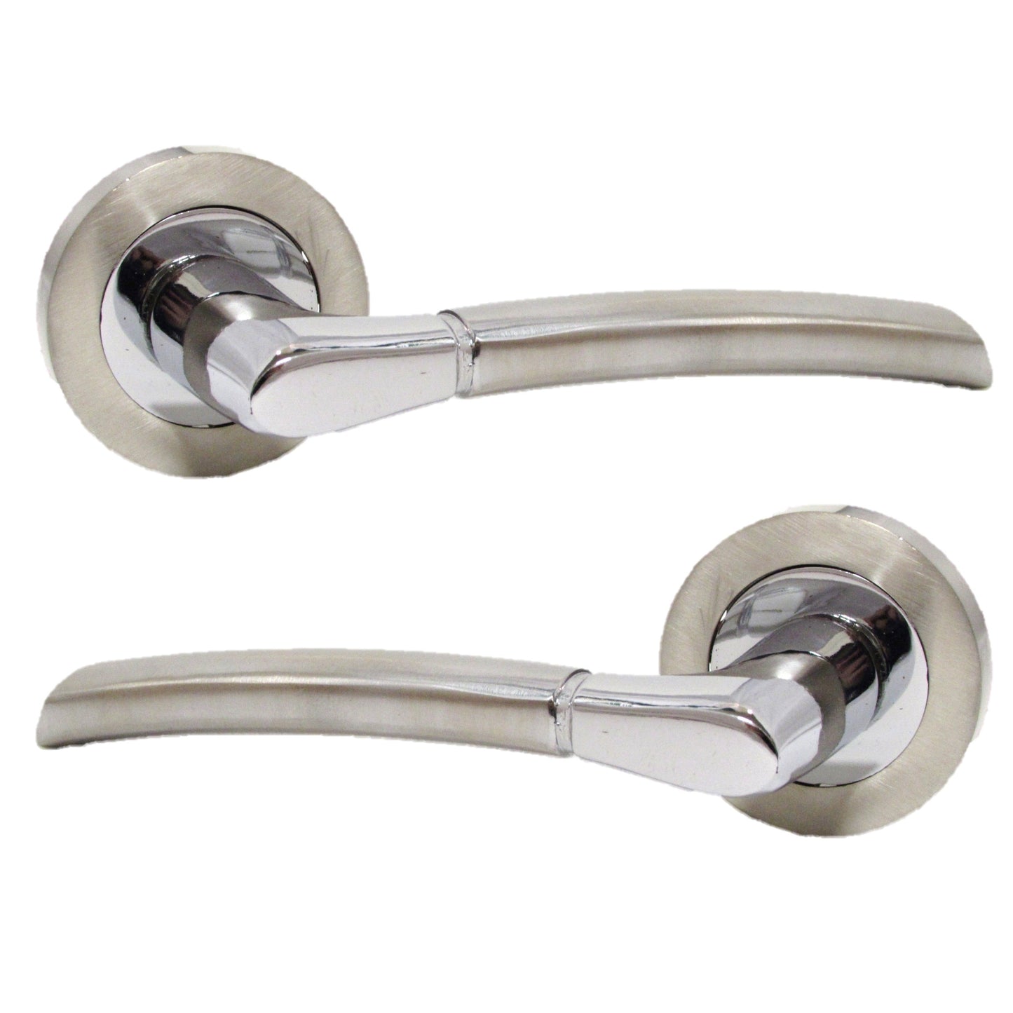 Poignées de porte Indiana à levier sur rosace Duo - Pack de charnières à loquet chromées satinées 125 mm