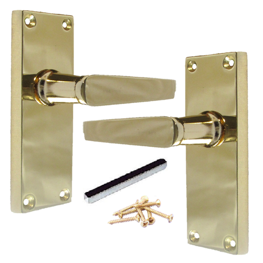 Poignées de porte victoriennes à levier droit - Laiton 120 x 40 mm