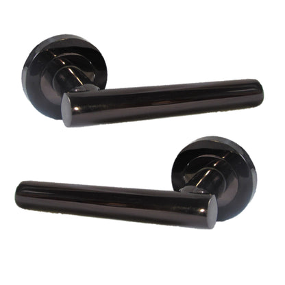 Poignées de porte à levier droit en T sur rosace - Pack nickel noir 125 mm