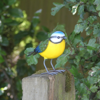 Ornement de jardin en métal en forme de mésange bleue