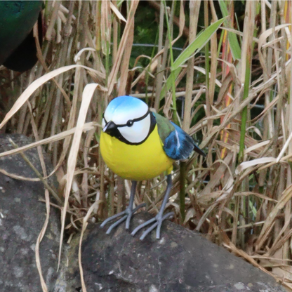 Ornement de jardin en métal en forme de mésange bleue