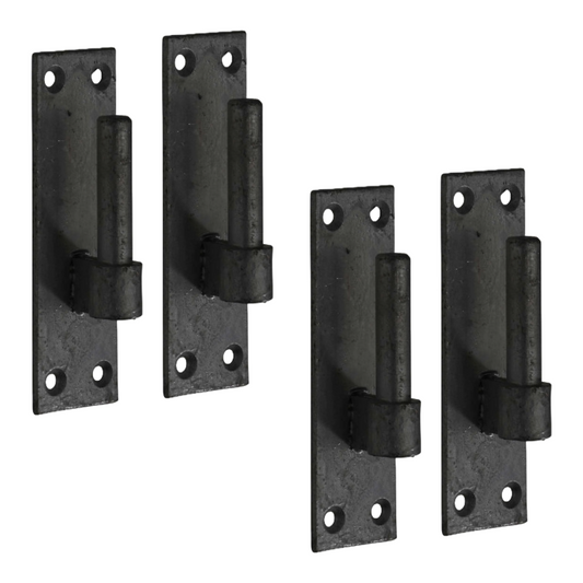 Crochets de portail robustes (2 paires) pour supports de charnière de portail à bande, goupille de 12 mm, noir