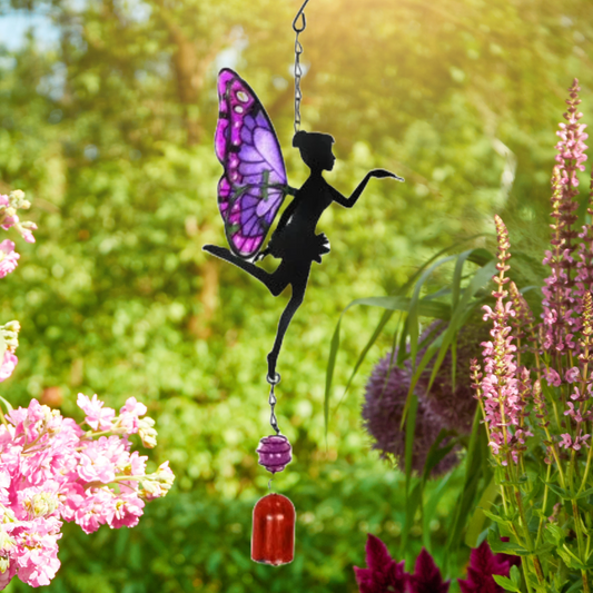 Clochette de fée suspendue violette - Suspension pour arbre à vent, attrape-soleil, boule de cristal