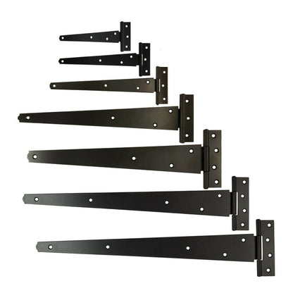 Paire de charnières en T noires en acier, 8/10/12/14/16/18/24 pouces, pour charges moyennes, lot de 2