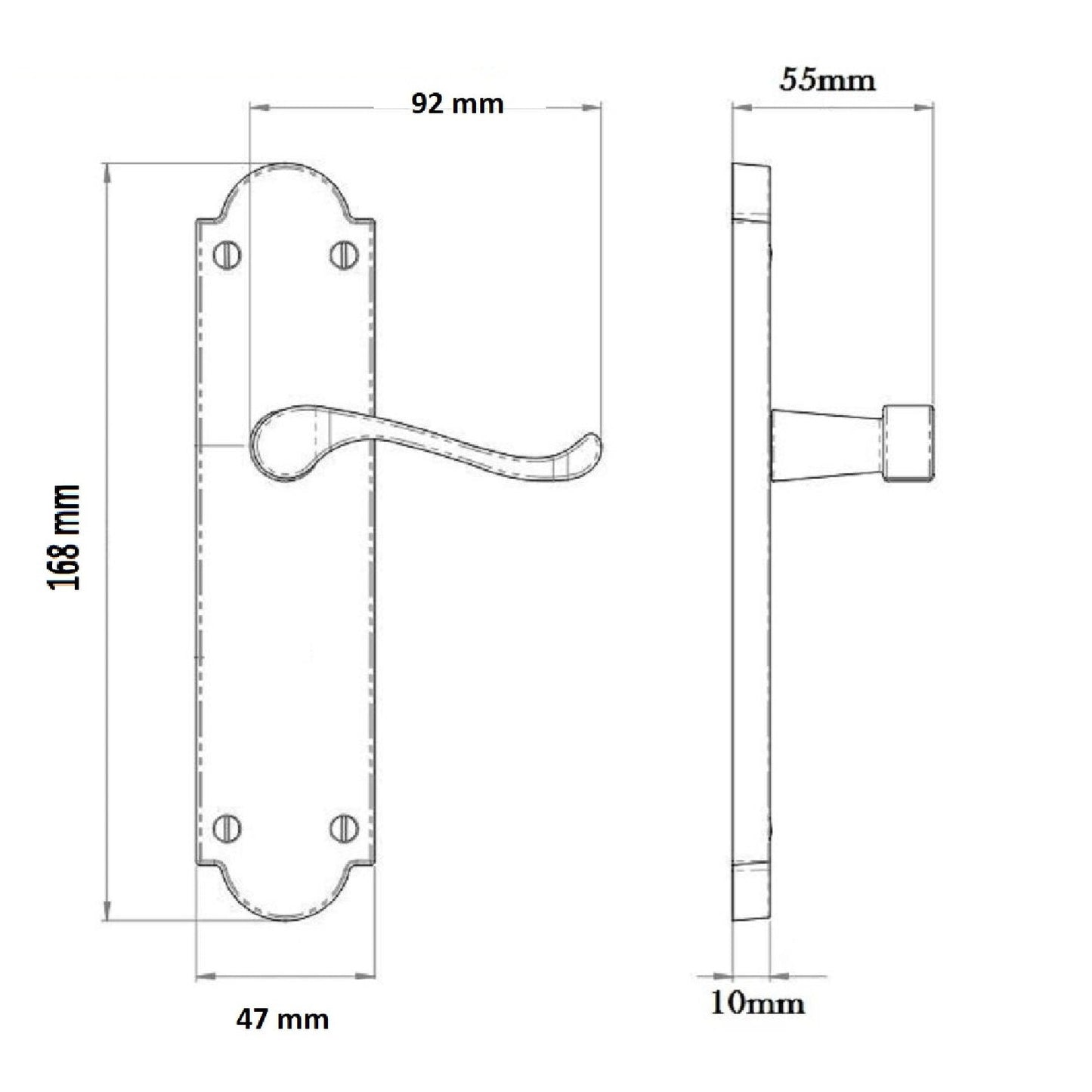 Loquet de poignée de porte Ashford à levier à défilement - Pack de loquets chromés