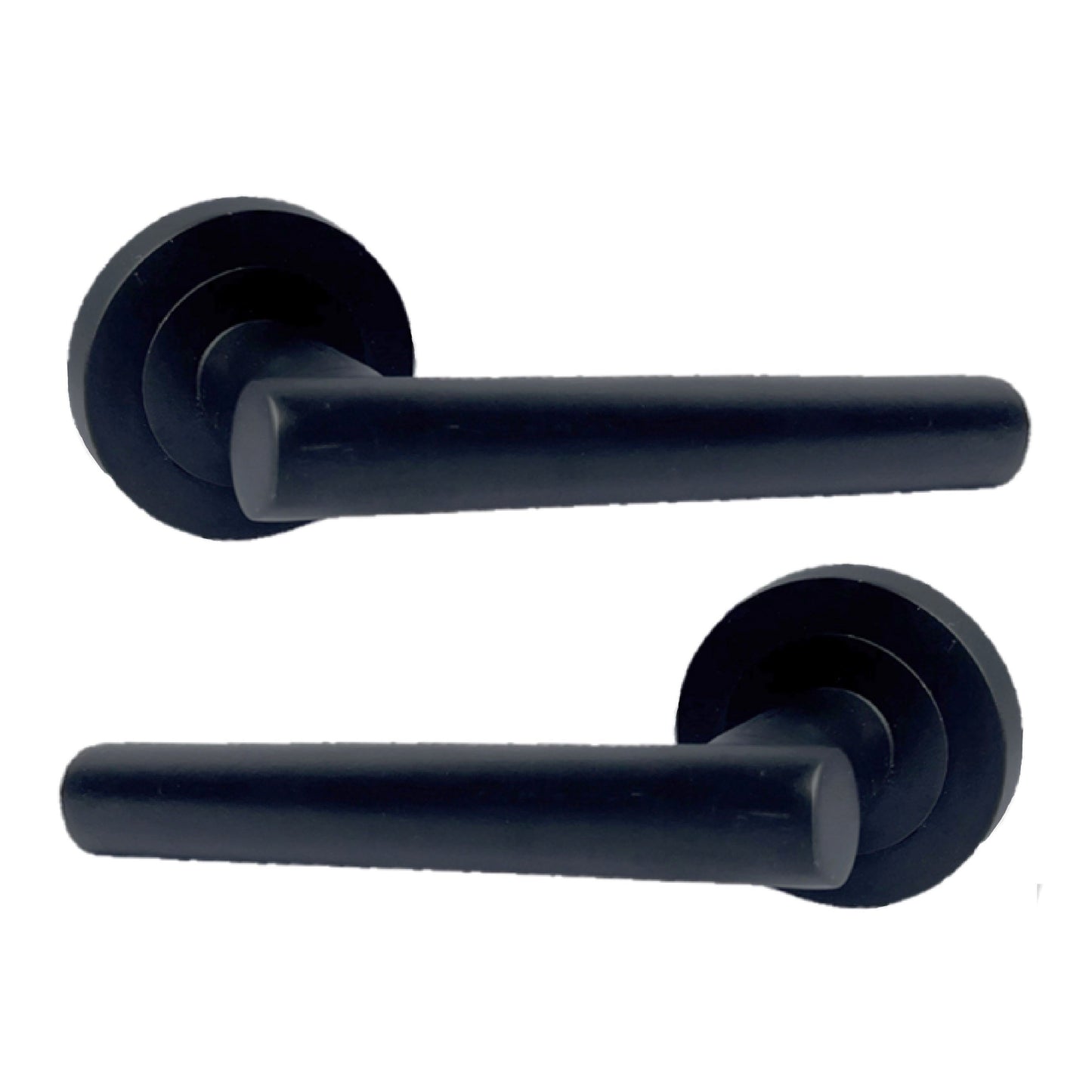 Poignées de porte à levier droit en T sur rosace - Noir mat 125 mm