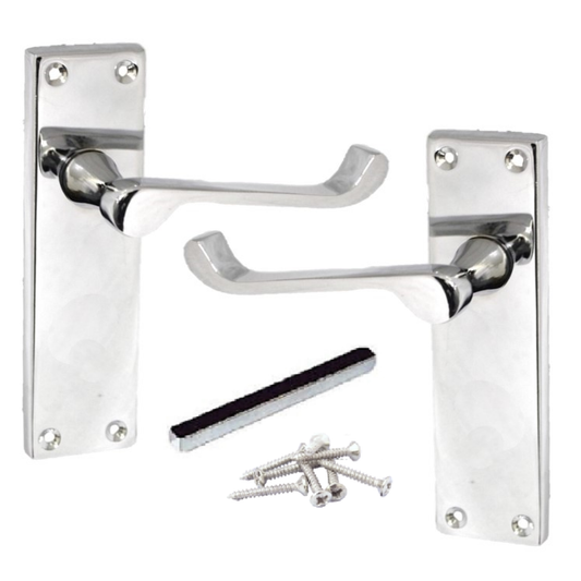 Poignées de porte victoriennes à levier et à volutes - Chrome 150 x 40 mm