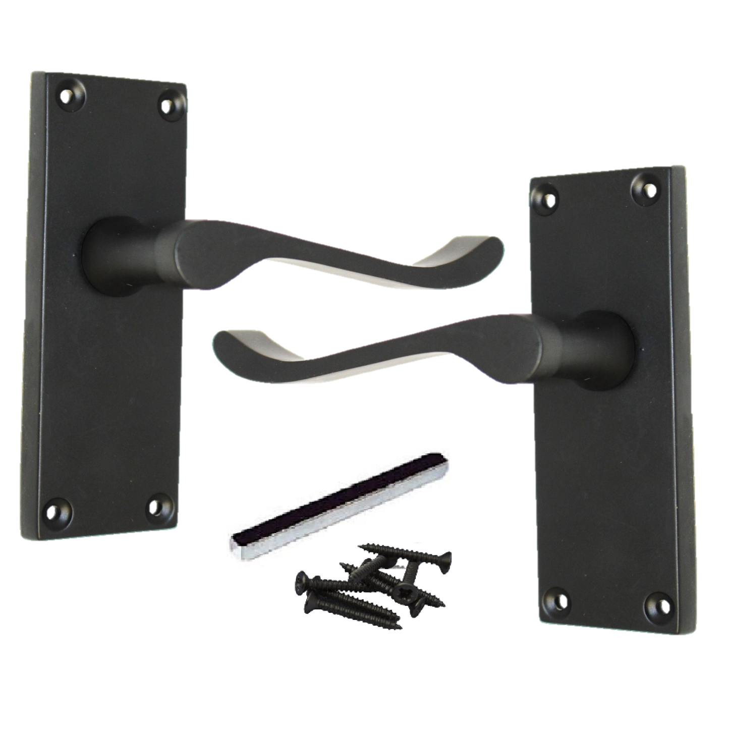 Poignées de porte à levier à défilement et loquet interne - Noir mat 118 x 40 mm