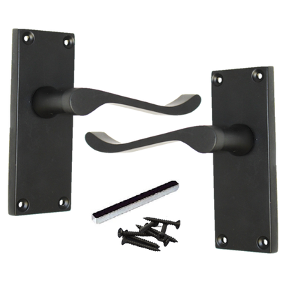 Poignées de porte à levier à défilement et loquet interne - Noir mat 118 x 40 mm