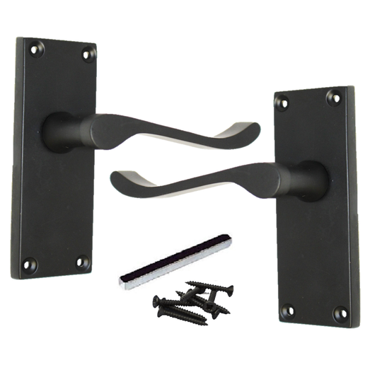 Poignées de porte à levier à défilement et loquet interne - Noir mat 118 x 40 mm