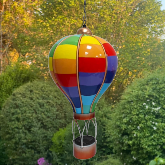 Montgolfière solaire Spectrum – Lampe LED suspendue d'extérieur pour décoration de jardin, terrasse et porche