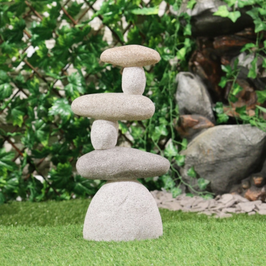 Cairn de pierre, sculpture en résine, pile de 6 - Pierres d'équilibre, sculpture zen, décoration de jardin - Ornement de spa de paix