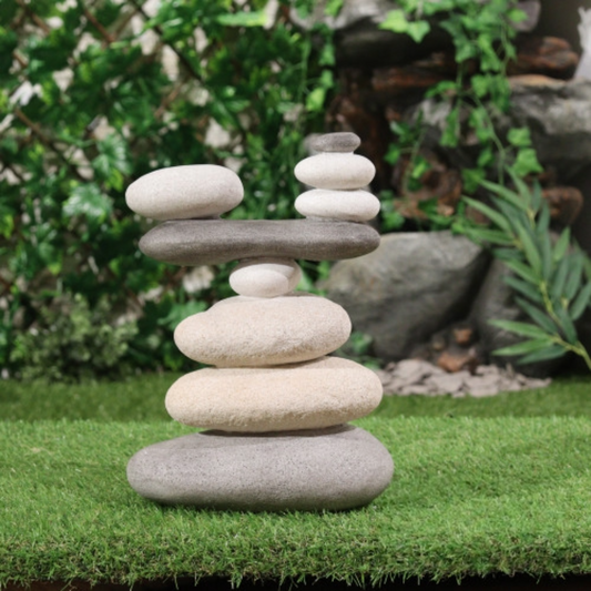Cairn de pierre, sculpture en résine, pile de 9 pierres d'équilibre, sculpture zen, décoration de jardin, ornement de spa de paix