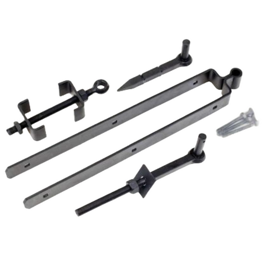 Charnière de portail de ferme/champêtre réglable à double sangle, 450 mm, 18 po, noir