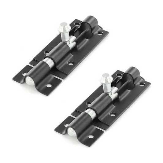 Lot de 2 verrous à pêne dormant noirs de 4 po pour portail, porte, abri de jardin