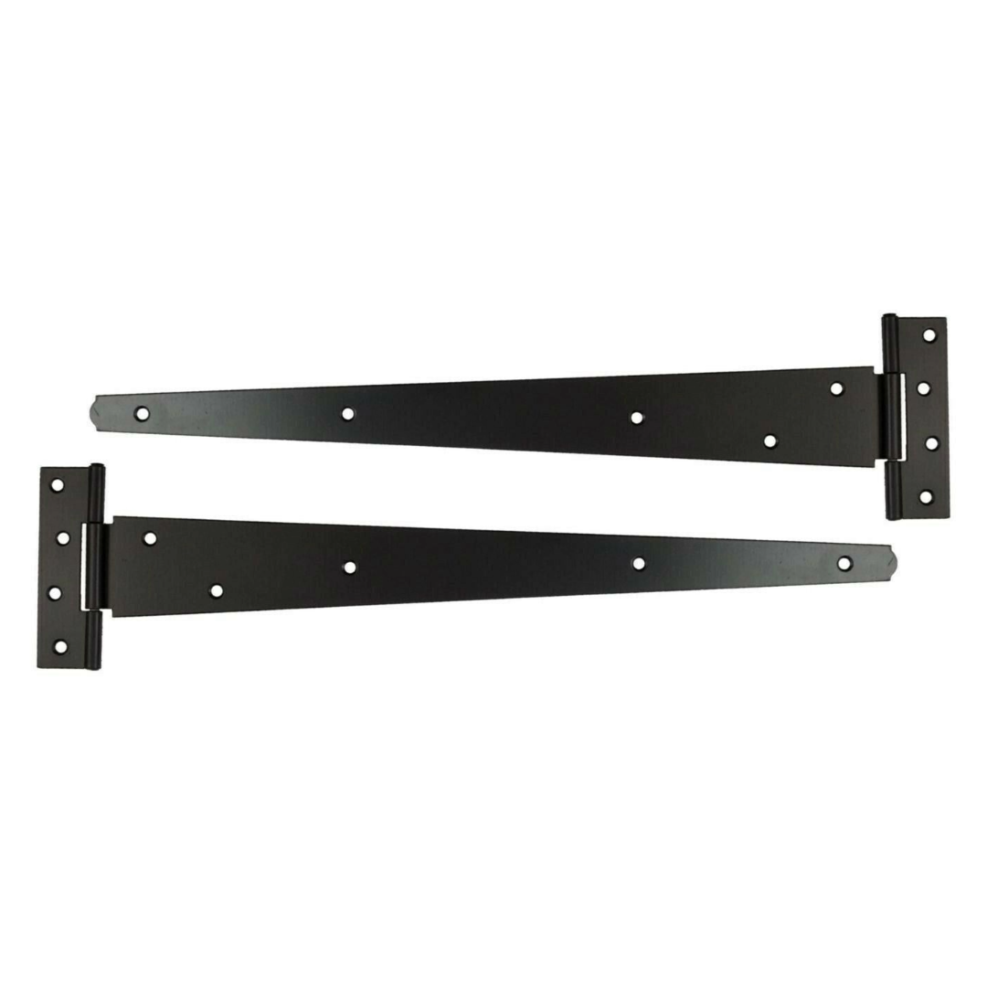 Paire de charnières en T noires en acier, 8/10/12/14/16/18/24 pouces, pour charges moyennes, lot de 2