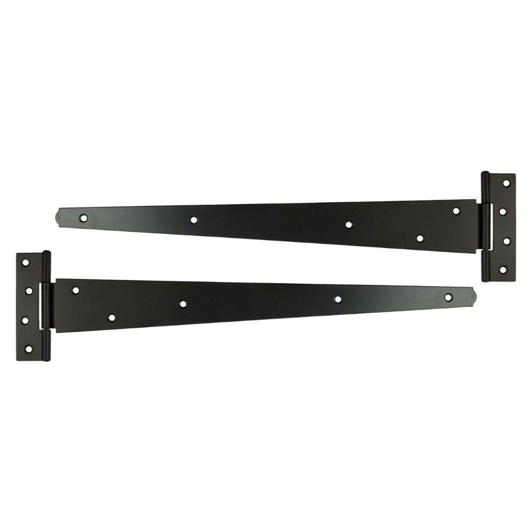 Paire de charnières en T noires en acier, 8/10/12/14/16/18/24 pouces, pour charges moyennes, lot de 2