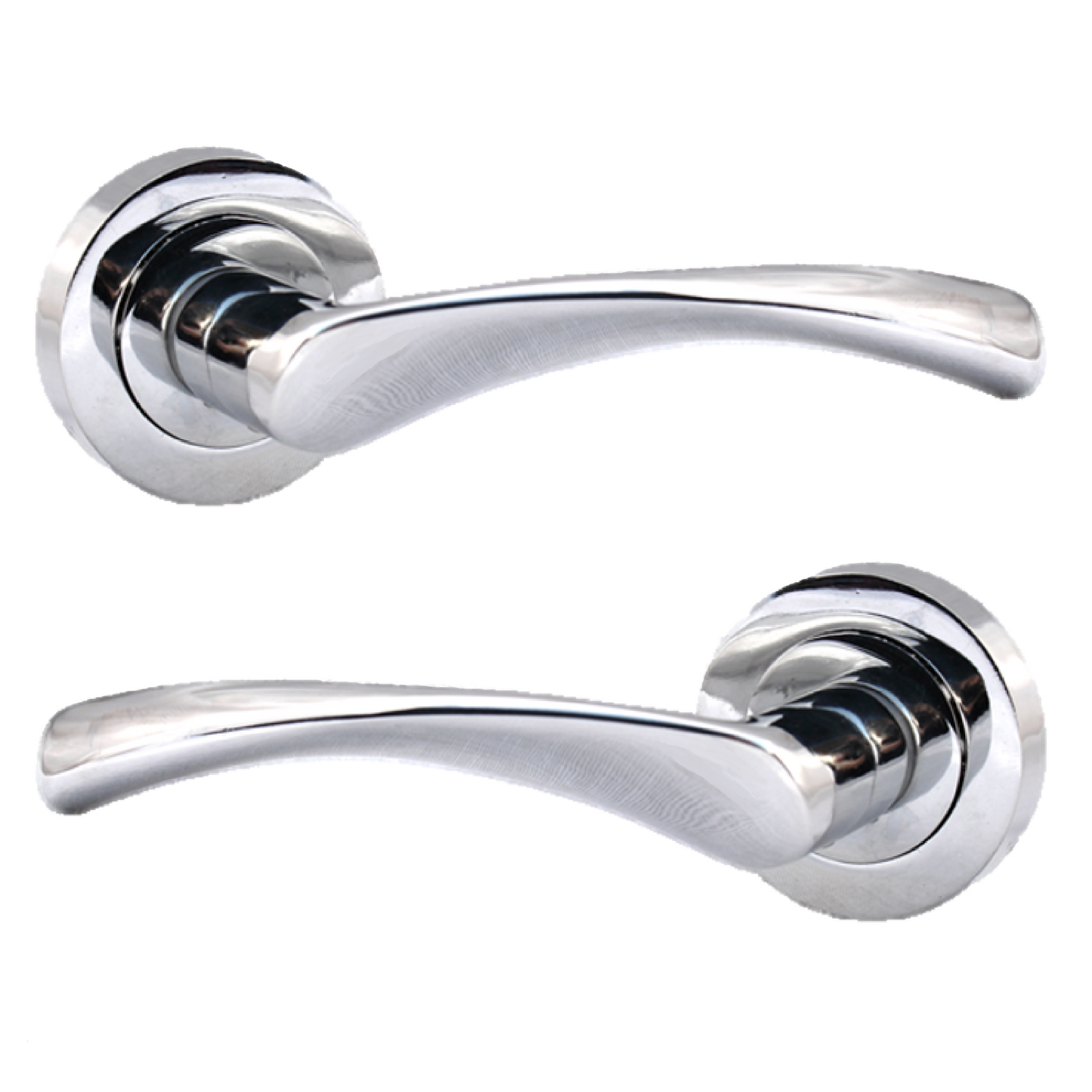 Poignées de porte Astrid à levier tournant sur rosace chromée pour salle de bain, 120 mm