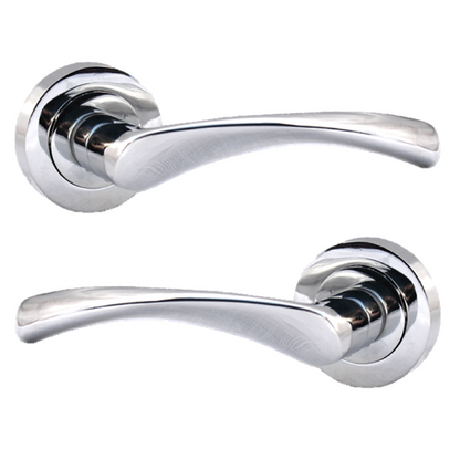 Poignées de porte Astrid à levier tournant sur rosace chromée pour salle de bain, 120 mm