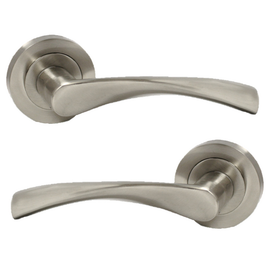 Poignée de porte Astrid à levier tournant sur rosace - Satin 120 mm