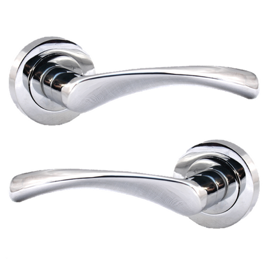 Poignée de porte Astrid à levier pivotant sur rosace - Chrome 120 mm