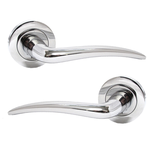 Poignées de porte à levier modernes et robustes de style Carla, couleur chrome poli rose et argent