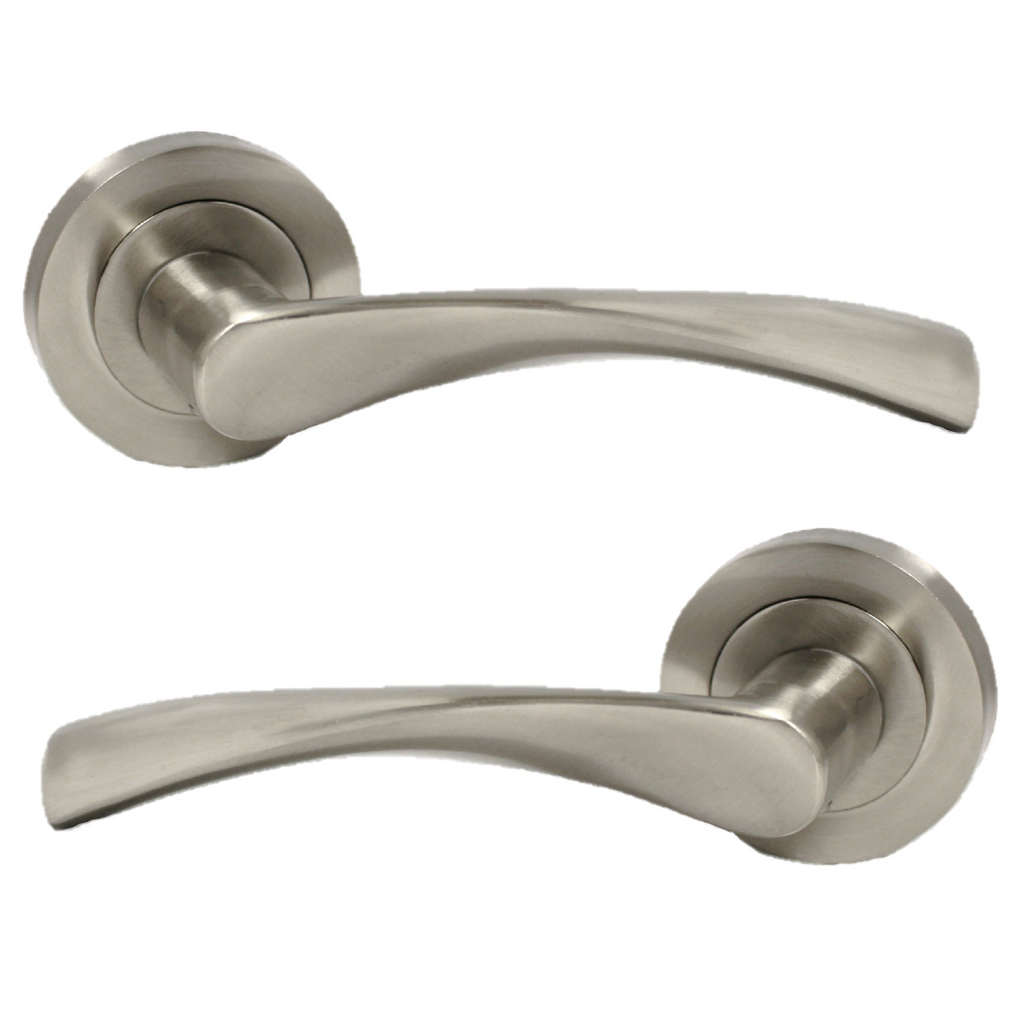 Poignées de porte Astrid, loquet à levier rotatif sur rosace satinée, serrure à clé, 120 mm