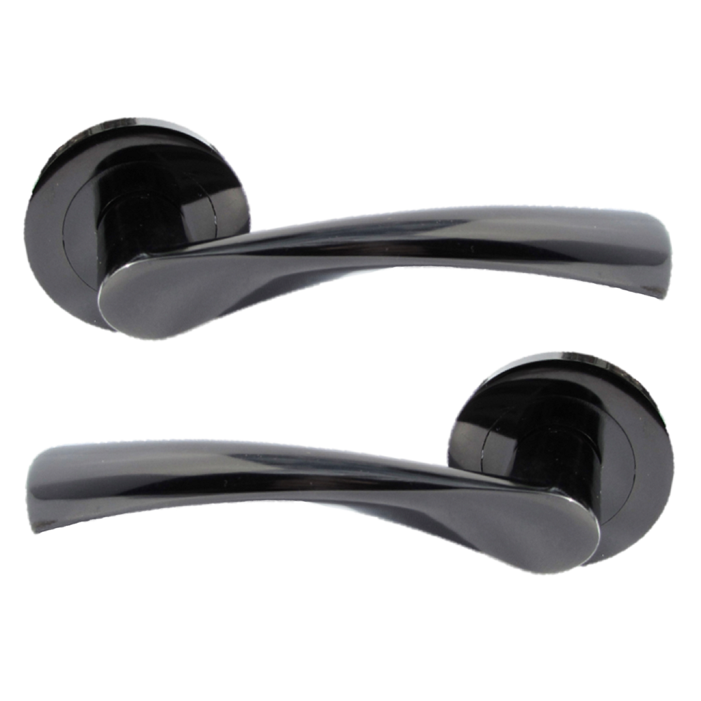 Poignée de porte Astrid à levier tournant sur rosace - Loquet en nickel noir 120 mm
