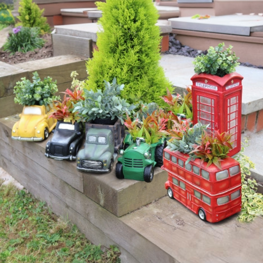 Jardinières en résine pour véhicules - Jardinières pour voitures anciennes, taxis, camions, tracteurs, camping-cars