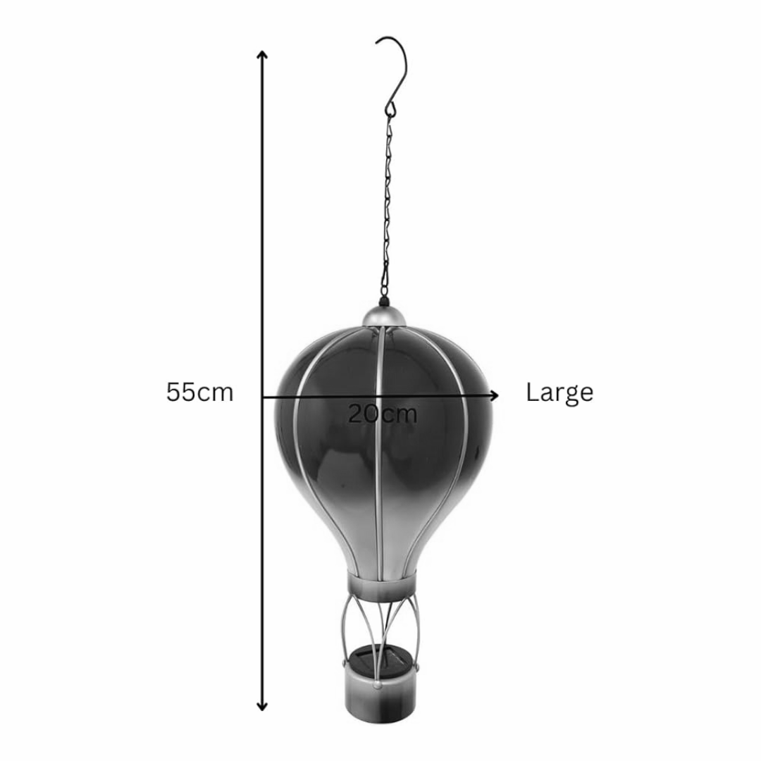 Montgolfière solaire violette – Lampe LED suspendue d'extérieur pour décoration de jardin, terrasse et porche