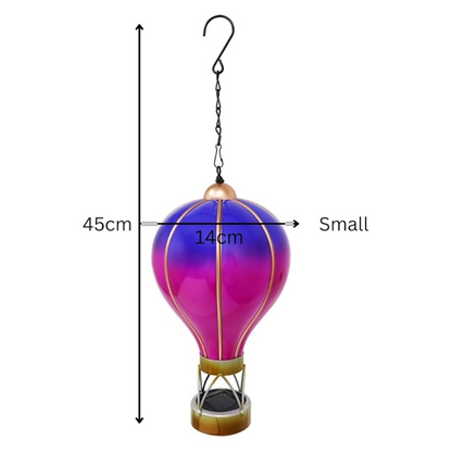Montgolfière solaire violette – Lampe LED suspendue d'extérieur pour décoration de jardin, terrasse et porche