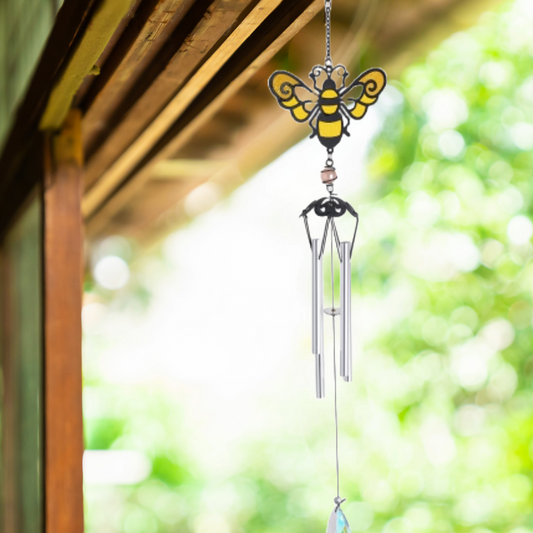 Carillon éolien en forme d'abeille à effet vitrail