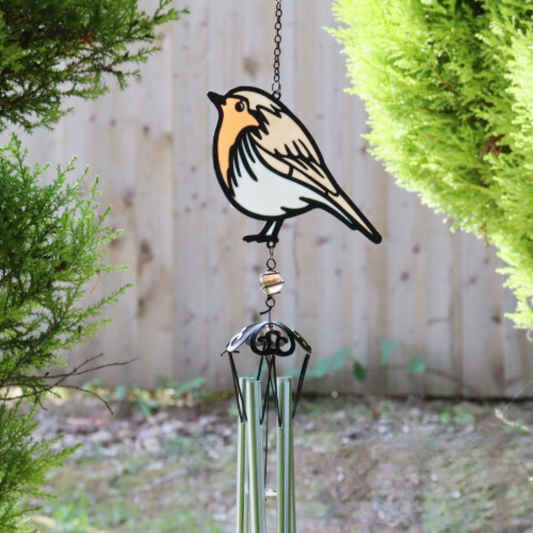 Carillon à vent Robin effet vitrail