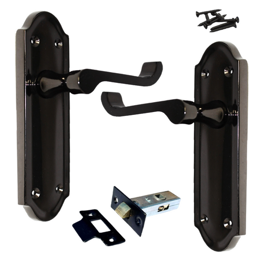 Loquet de porte Ashford à levier à défilement - Pack de loquets en nickel noir