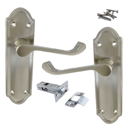 Poignée de porte Ashford à loquet interne et levier à défilement - Pack de loquets satinés