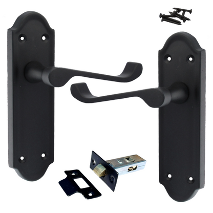 Loquet de poignée de porte Ashford à levier à défilement - Pack de loquets noir mat