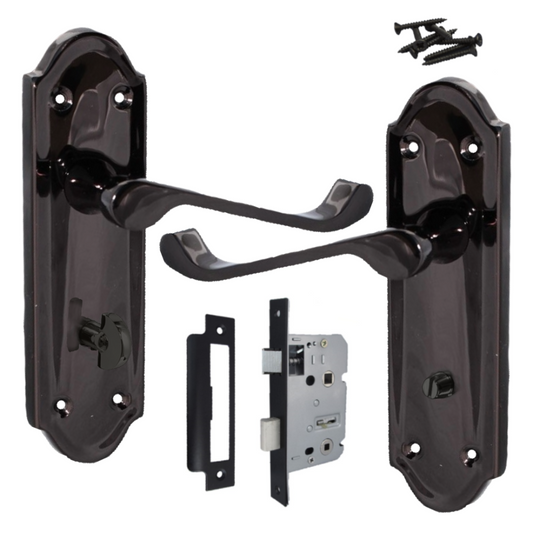 Poignée de porte Ashford pour salle de bain, levier à défilement, nickel noir